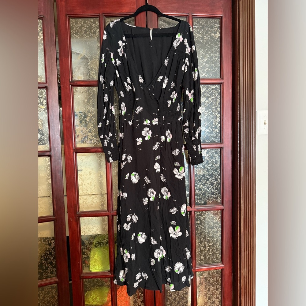 Free People Floral Maxi Black Dress
